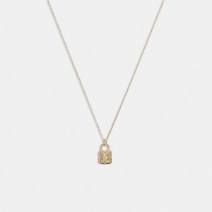 Coach 14 K Quilted Signature Padlock Pendant Ketting Dames Goud | NL_CH82809
