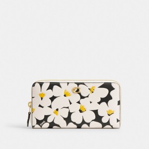 Coach Accordion Zip With Floral Print Brass Grote Portefeuille Dames Gekleurd | NL_CH78651